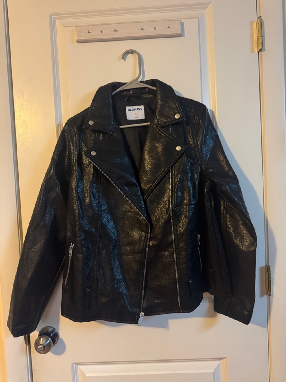 OLD NAVY women’s black faux Leather zip moto Jacket SIZE small
